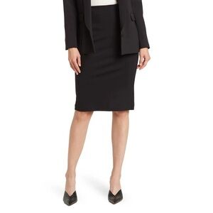 T Tahari Pull-on Bodycon Ponte Black Pencil Skirt NWOT - M